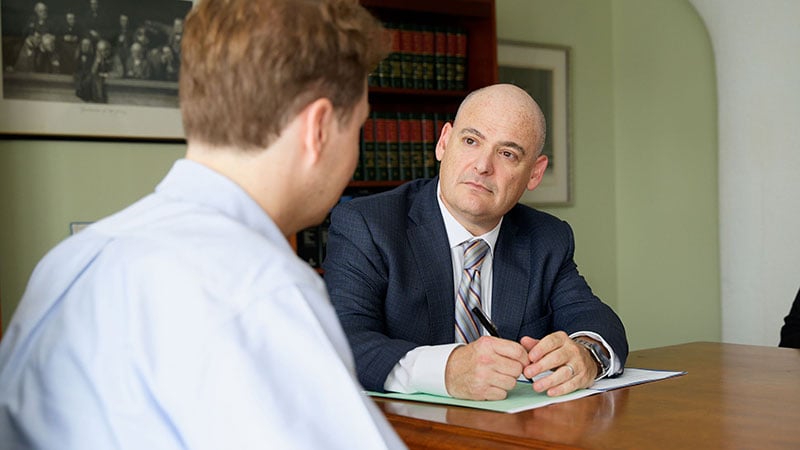 Attorney meeting with client